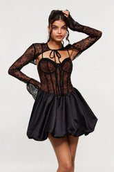 Blerim Dantel Korseli Kabarık Mini Elbise